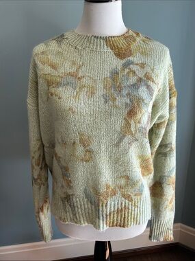 Elan Sage Green Floral Crewneck Sweater
